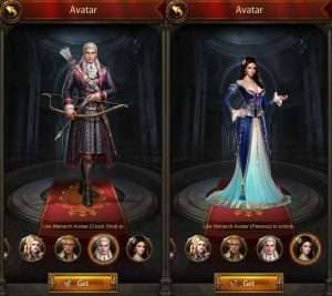 Crack Shot and Peeress Monarch Avatars in Evony