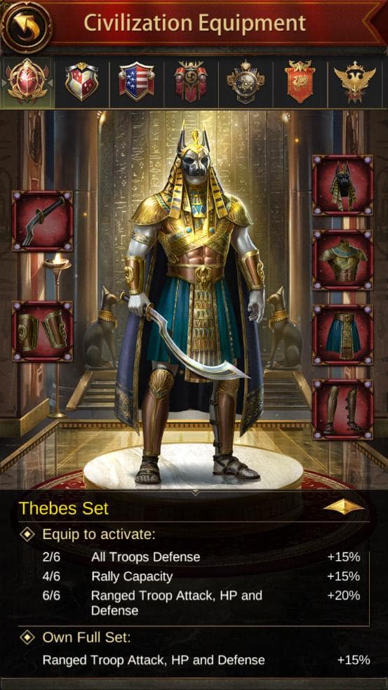 Evony New Civilization Equipment: Thebes